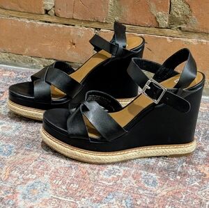 Nordstorm BP. Leather Platform Wedge Sandals Shoes